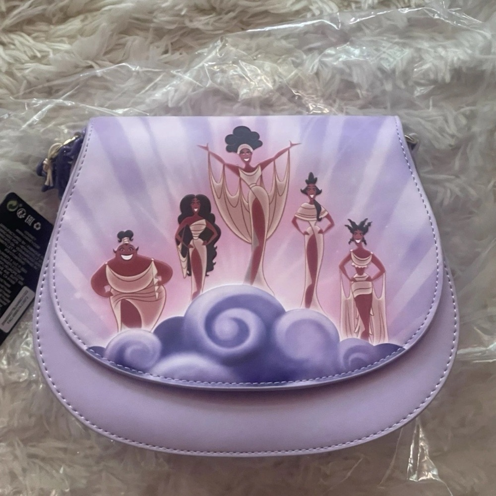 Loungefly Disney Hercules Muses Clouds Crossbody Bag discounted shipping